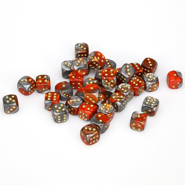 Gemini 12mm d6 Orange-Steel/gold Dice Block (36 dice)