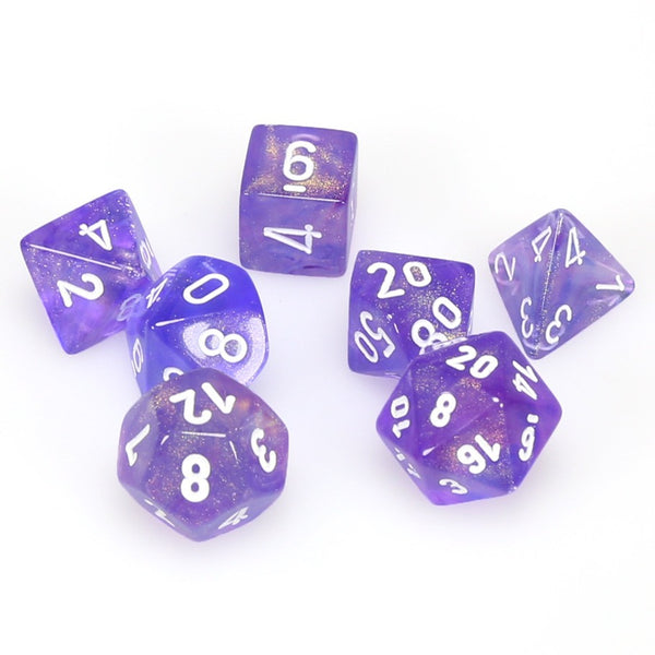 Borealis Polyhedral Purple/white 7-Die Set