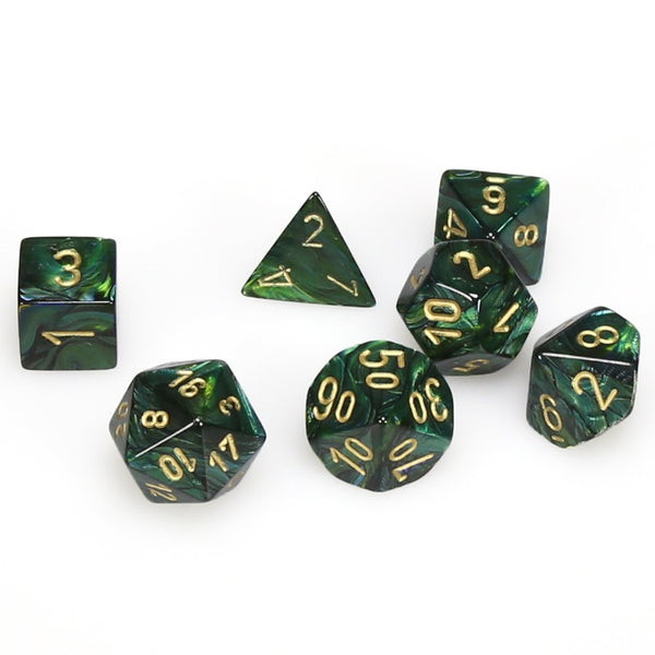 Scarab Polyhedral Jade/gold 7-Die Set