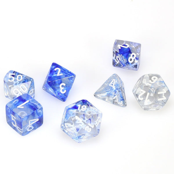 Nebula Polyhedral Dark Blue/white 7-Die Set