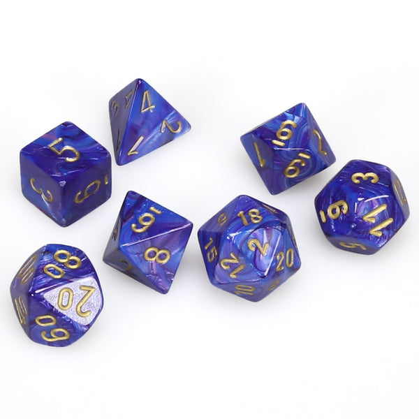 Lustrous Polyhedral Purple/gold 7-Die Set