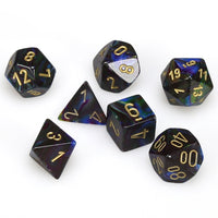 Lustrous Polyhedral Shadow/gold 7-Die Set