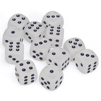 Frosted 16mm d6 Clear/black Dice Block (12 dice)