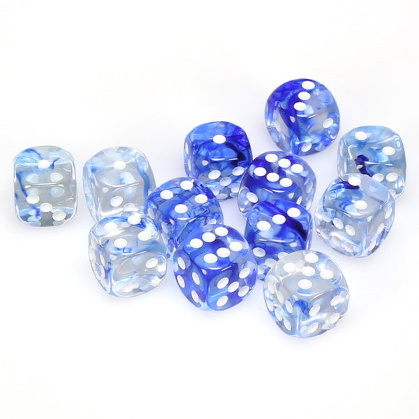 Nebula 16mm d6 Dark Blue/white Dice Block (12 dice)