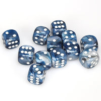 Lustrous 16mm d6 Slate/white Dice Block (12 dice)