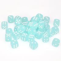 Frosted 12mm d6 Teal/white Dice Block (36 dice)