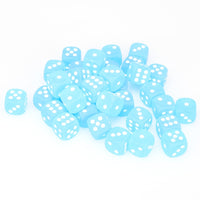 Frosted 12mm d6 Caribbean Blue/white Dice Block (36 dice)