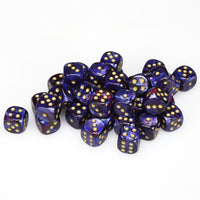 Scarab 12mm d6 Royal Blue/gold Dice Block (36 dice)