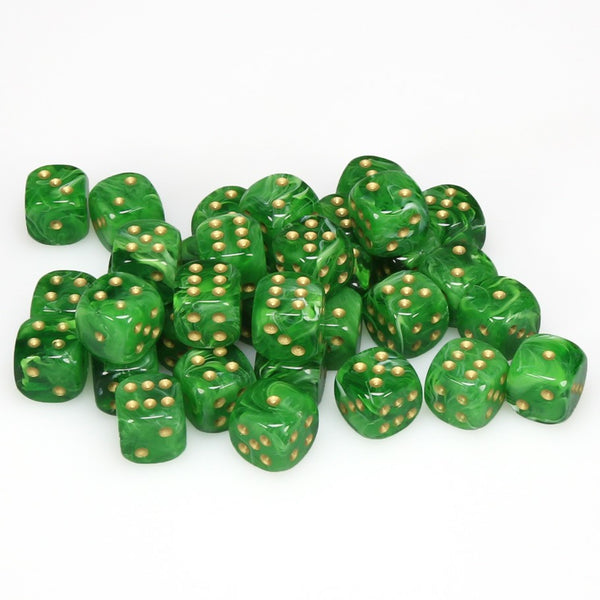Vortex 12mm d6 Green/gold Dice Block (36 dice)