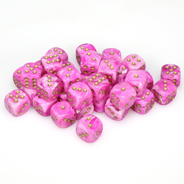 Vortex 12mm d6 Pink/gold Dice Block (36 dice)
