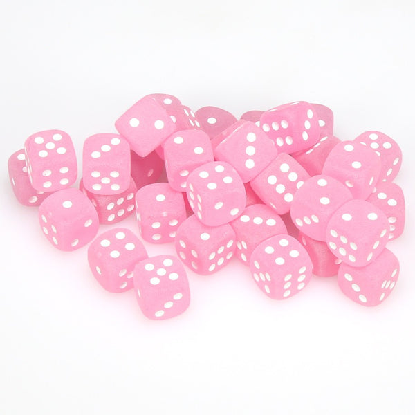Frosted 12mm d6 Pink/white Dice Block (36 dice)