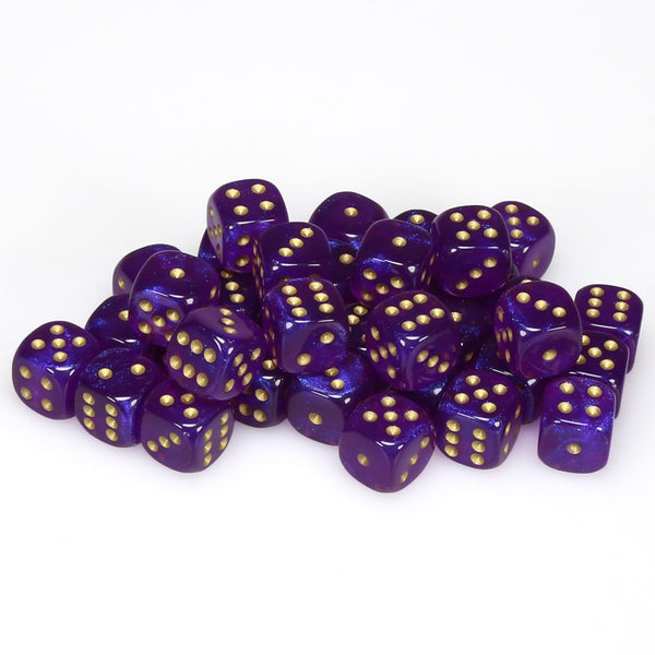 Borealis 12mm d6 Royal Purple/gold Dice Block (36 dice)