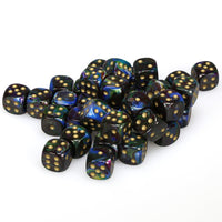 Lustrous 12mm d6 Shadow/gold Dice Block (36 dice)