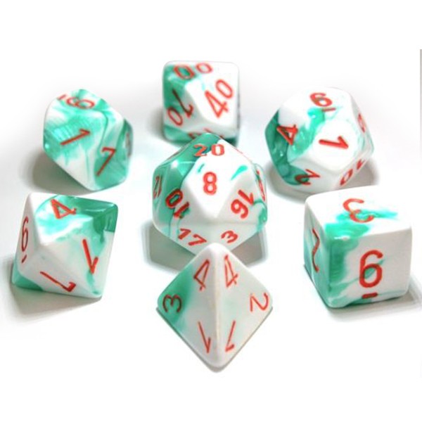 Gemini Polyhedral Mint Green-White/orange 7-Die Set