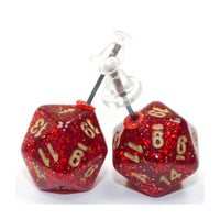 Stud Earrings Glitter Ruby Mini d20