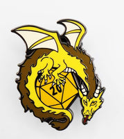 Dice Dragon Enamel Pin: Gold