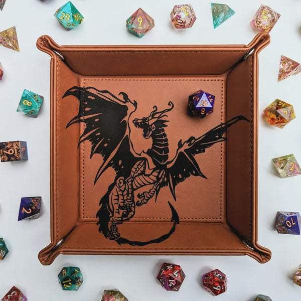 Dice Tray- Vegan Leather: Spawn of Tiamat Chestnut