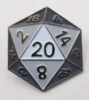 d20 Enamel Pin: White