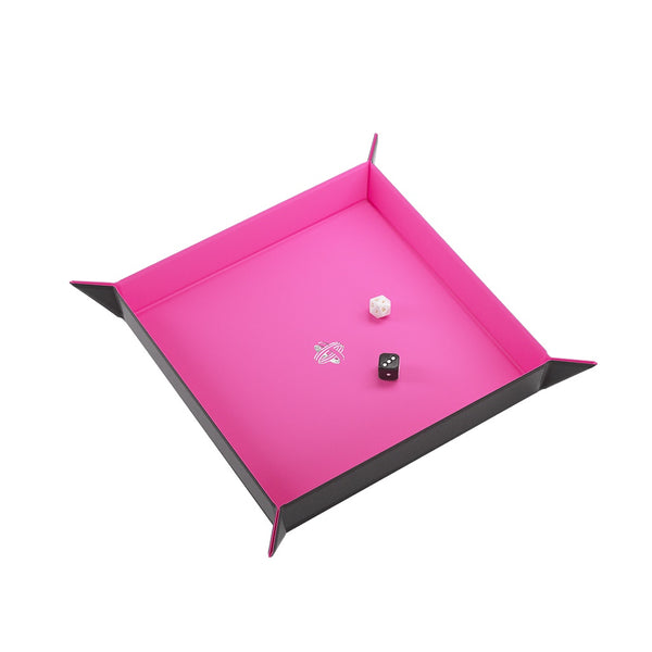 Gamegenic Magnetic Dice Tray: Square Black/Pink