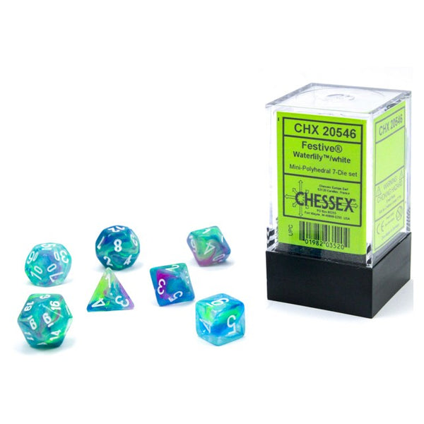 Festive Mini Polyhedral Waterlily/white 7-Die Set
