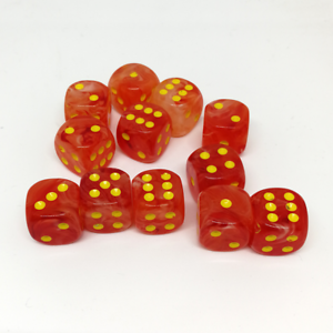 Ghostly Glow 16mm d6 Orange/yellow Dice Block (12 dice)