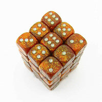 Glitter 12mm d6 Gold/silver Dice Block (36 dice)