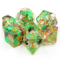 Rolling Dead GRN&BLK Translucent Swirl w/ Red 7-Die Set