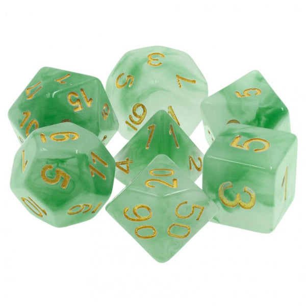 Your Lucky Dice Green Jade Opaque 7-Die Set